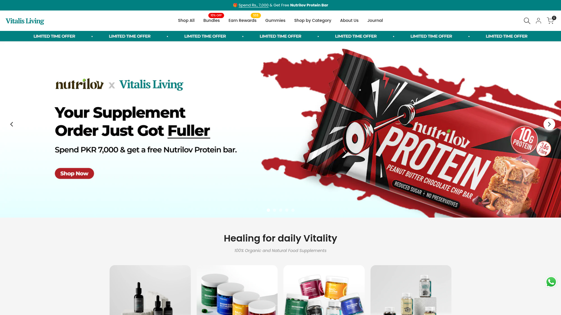 Vitalis Living homepage